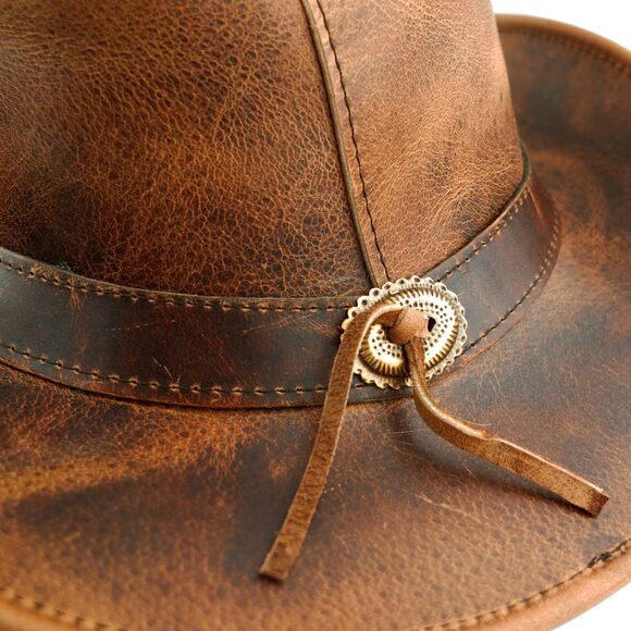 4683 Leather Cowboy Hat Shapeable Into Outback Hat, Australian Hats For Men &